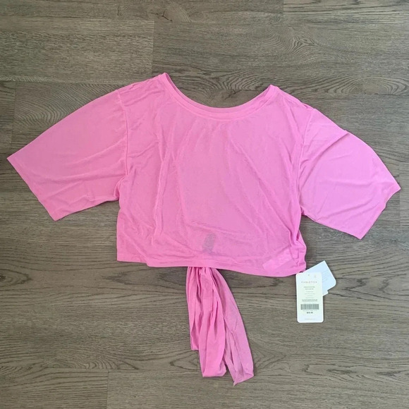 Fabletics Ryan Balletcore Short-Sleeve Tie Up Tee - Size XXL Misty Lilac - NWT - Picture 4 of 9